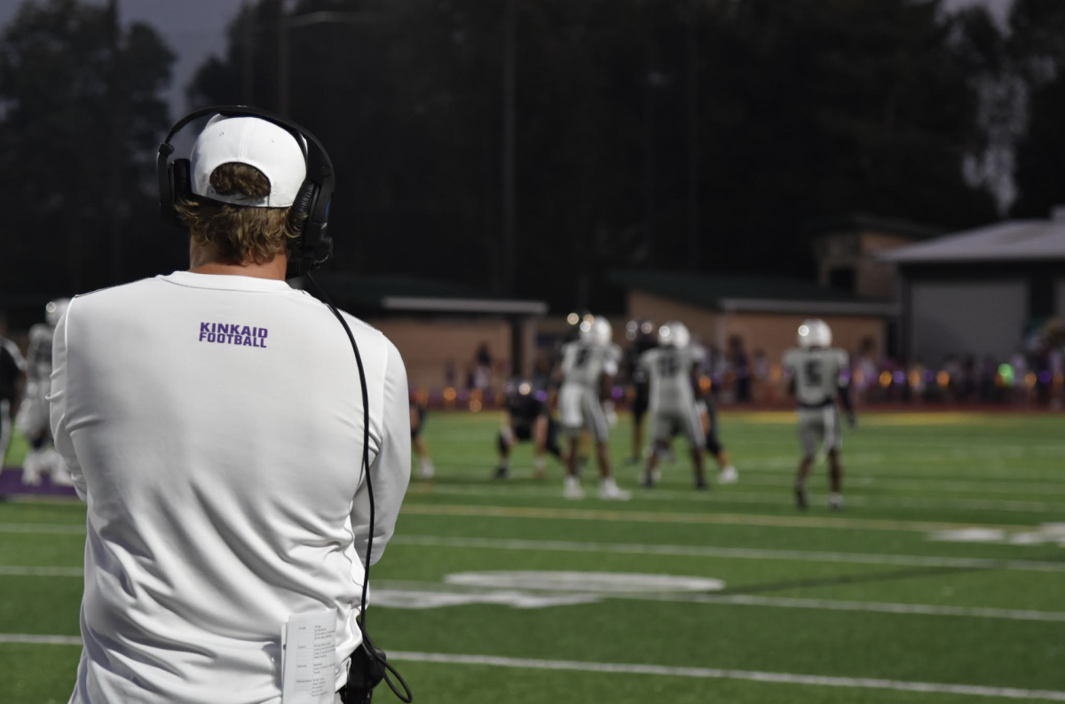 Head football coach Nathan Larned watches as the Falcons take on the Second Baptist Eagles on Sept. 27 during the 2024 homecoming game. The Falcons beat the Eagles 21-7 for a homecoming win. “The whole goal is to continue to get better every week,” coach Larned said. “We got to treat every week that way. And if we do, we stack a good day on top of a good day and a good week on top of a good week, then we'll get where we want to go.” 